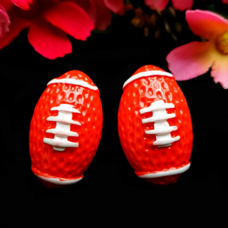 

50pcs/Lot 28x16mm Cartoon Rugby Resin Flatback Cabochon American Football Flat Back DIY Hair Bow Scrapbooking Phone Case Decorat