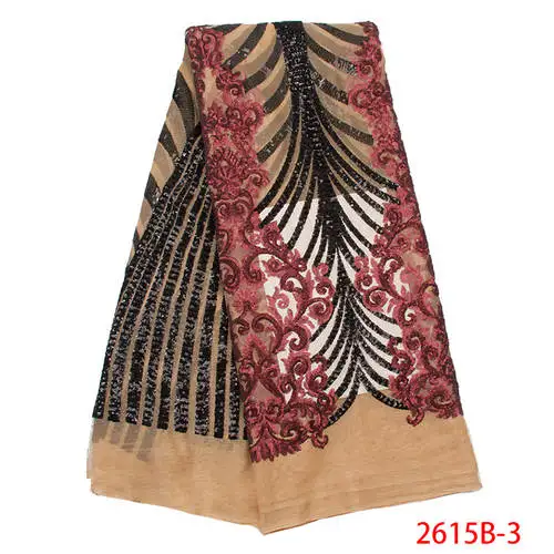 Высококачественные Блестки ткань на сетке нигерийская кружевная ткань с блестками Тюль ткань для свадебного платья KS2615B-1 - Цвет: Picture 3
