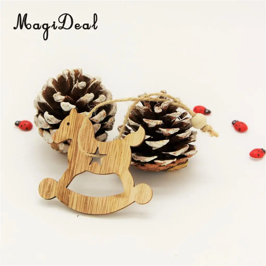 MagiDeal Vintage Style 12Pcs Assorted Wood Christmas Tree Hanging Decoration Xmas Ornament Gift Tag Embellishments Wedding Favor