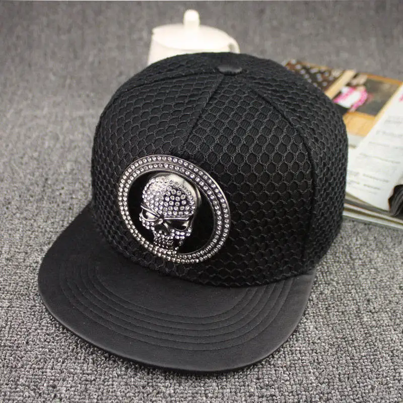 

LDSLYJR acrylic Metal skull Baseball Cap hip-hop cap Adjustable Snapback Hats for men and women