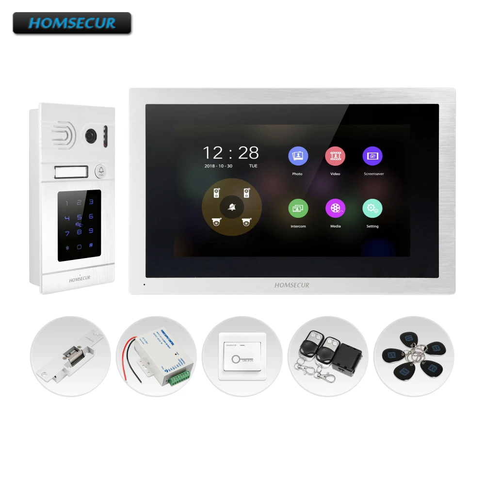 HOMSECUR 4 Wire AHD Video Door Entry Phone Call System with Password/Card Camera BC071HD-S+BM114HD-S