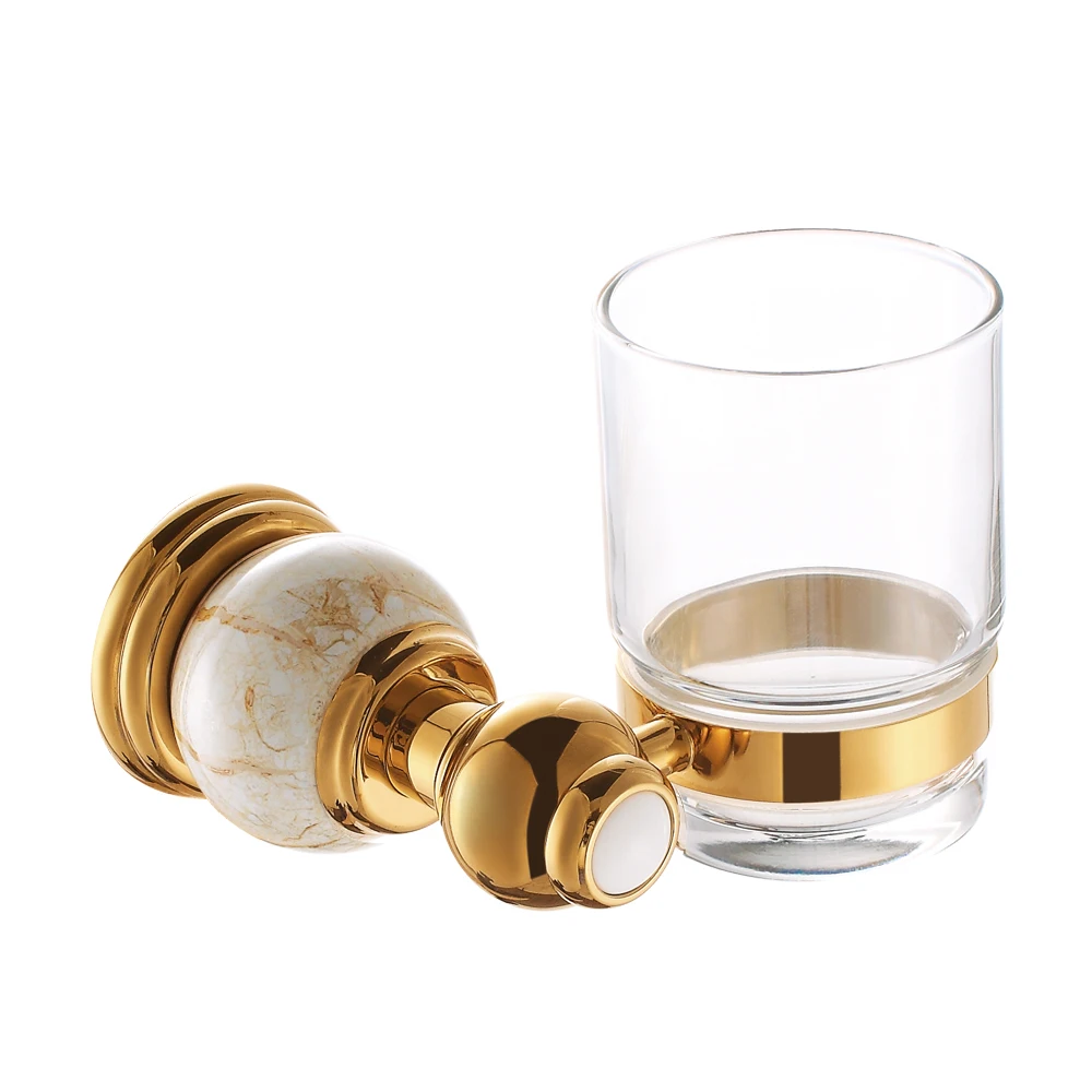 Bronze Único Copo Escova de Dentes e Creme Dental Titular Titular Tumbler Parede Moderno Acessório Do Banheiro Acabamento de Ouro