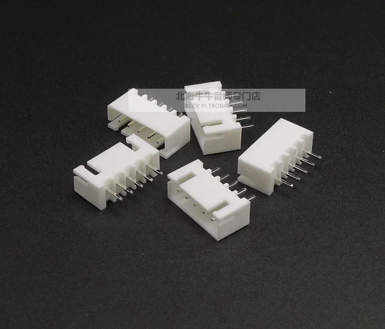100pcs White 5 pin XH2.54 male straight pin socket connector terminals