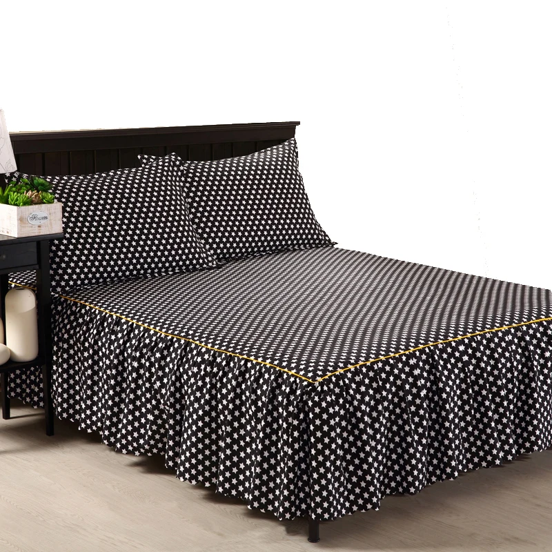 

3 Piece Bed Sheet Set Bedding Sets Bed skirt set Black linens Bed Mattress Cover Bedspread Contain 1 Bed Skirt 2 Pillowcase