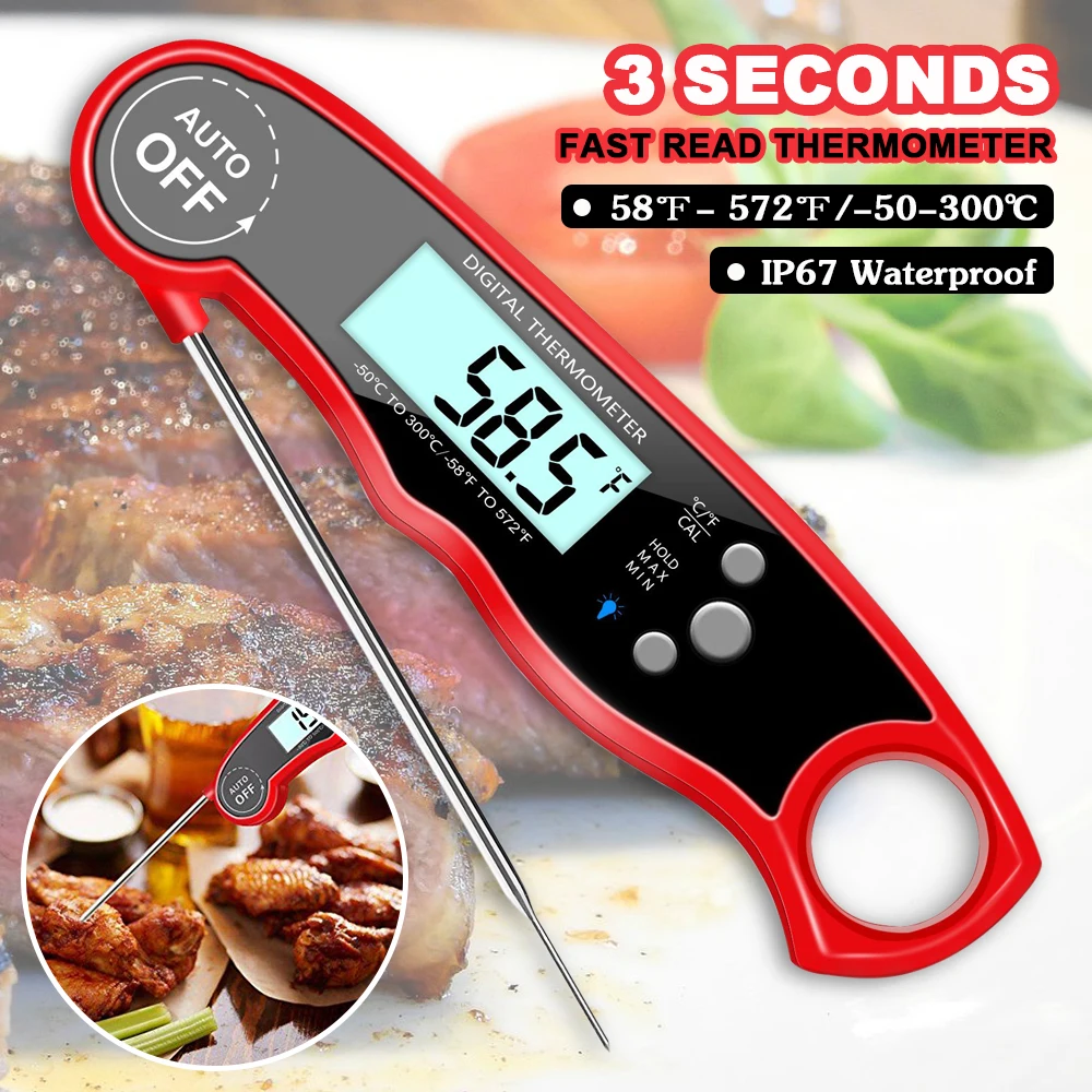 Цифровой термометр для мяса-IP67 водонепроницаемый термометр для мгновенного чтения с функциями калибровки и подсветки термометр для еды