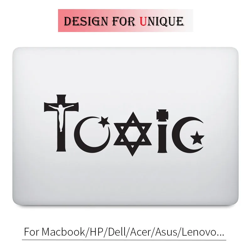 Toxic Religion Symbol Words Decal Laptop Sticker for Apple Macbook Pro Air Retina 11 12 13 15 inch Mac HP Acer Surface Book Skin