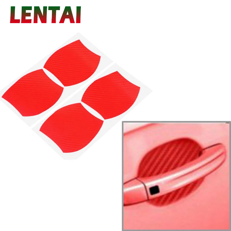 LENTAI For Jeep renegade Hyundai solaris Jaguar Car Exterior Door Handle Carbon Fiber Stickers Scratchproof Protective Membrane |