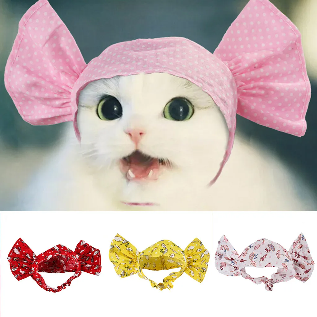 

2019 Best selling Pet Dog Cat Puppy Candy Wave Point Decoration Accessories cat supplies Hat Turban juguetes gatos mascotas