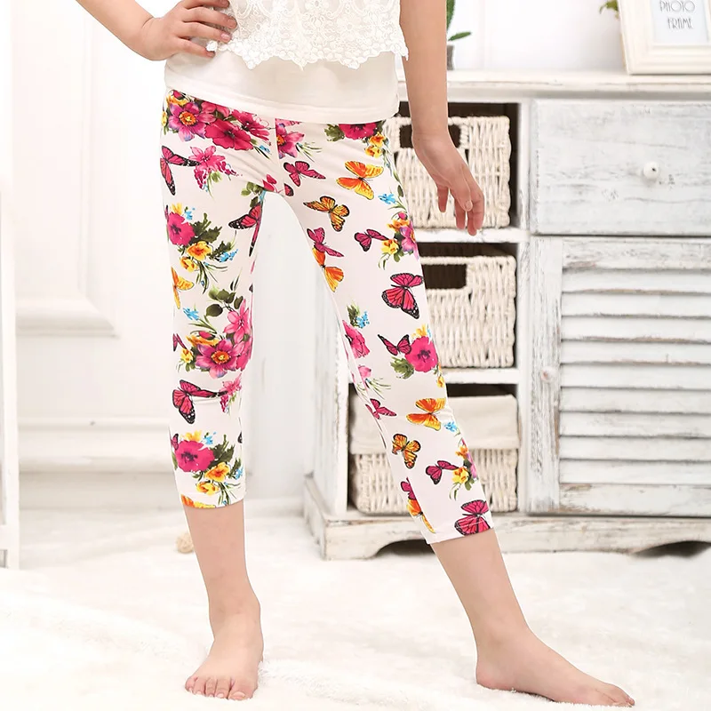 Hot & New Girls leggings summer Korean Flower multi-colored milk silk breathable Leggings