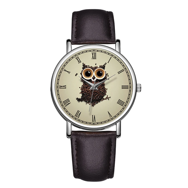

C-9007 BAOSAILI Wrist Watches Animal Printed Watch Dial Genuine Leather Lovely Women Clock Owl Watches Woman