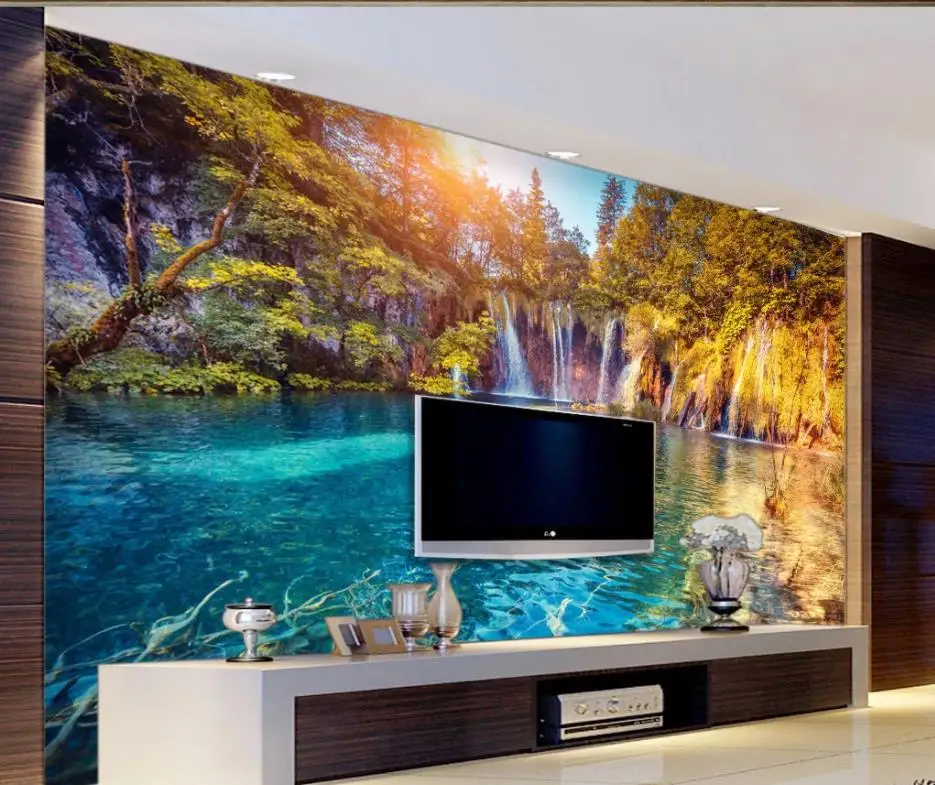 Beautiful romantic waterfall three-dimensional background wall beautiful scenery wallpapers Beautiful romantic waterfall three-dimensional background wall beautiful scenery wallpapers