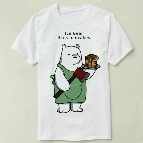 

We Bare Bears Grizzly Panda Ice Bear ice bear likes pancakes men Clothing Male Slim Fit t shirt Man T-shirts Casual T cmt