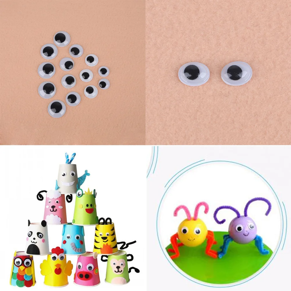 Doll Eyes 10 grid boxed 600PCS Self-adhesive Mixed Random Approx 5-15mm Dolls Eye For Toys Googly Eyes Used For Doll Accessories DIY Craft