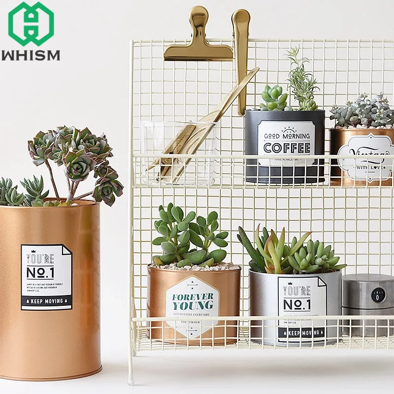 

WHISM Vintage Metal Flower Pot Nordic Style Iron Bucket Succulent Planters Decorative Garden Flowerpot Home Balcony Decoration