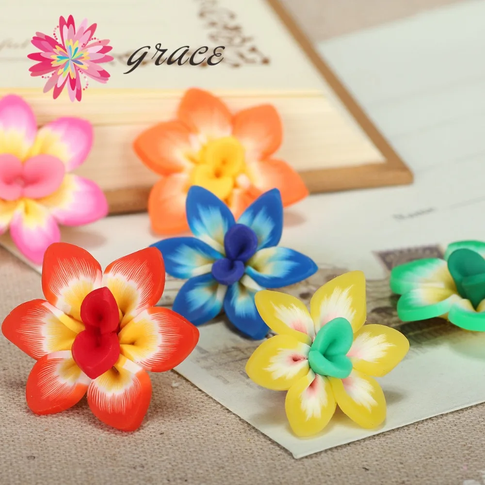 

12pc/lot 25mm Polymer Clay Fimo Rainbow Colorful Flowers Beads Supplies To Make Jewelry Necklace Footware Decoration Accessories