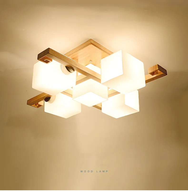

Japanese Solid Wood Roof Lights Simple Atmospheric Bedroom led Wood Lighting Factory Log Living Room Lights