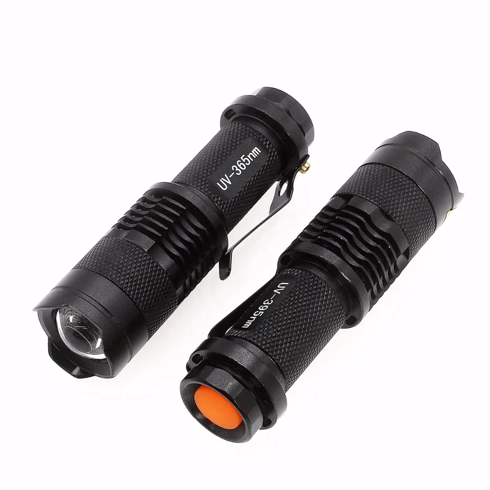 Zoomable UV светодиодный светильник вспышка 365nm 395nm Lanterna фонарь УФ черный лампа AA