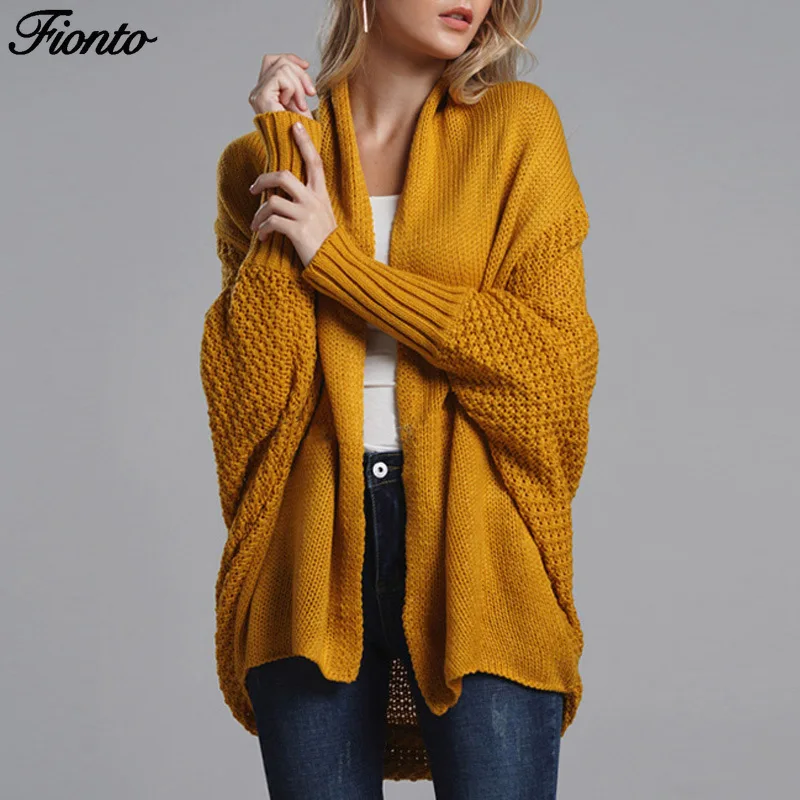 FIONTO кардиган 2019 Женская осенне-зимняя модная куртка пальто свитер для отдыха