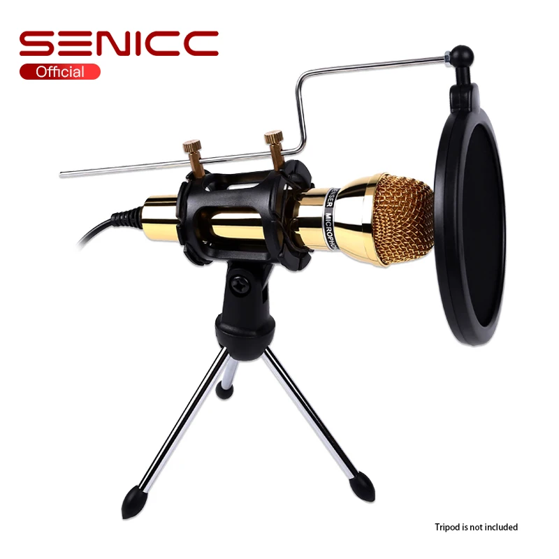 SENICC SM-098 Золотой караоке микрофон 2,2 м Проводной динамический звук компьютерный микрофон для Конференции запись вещания