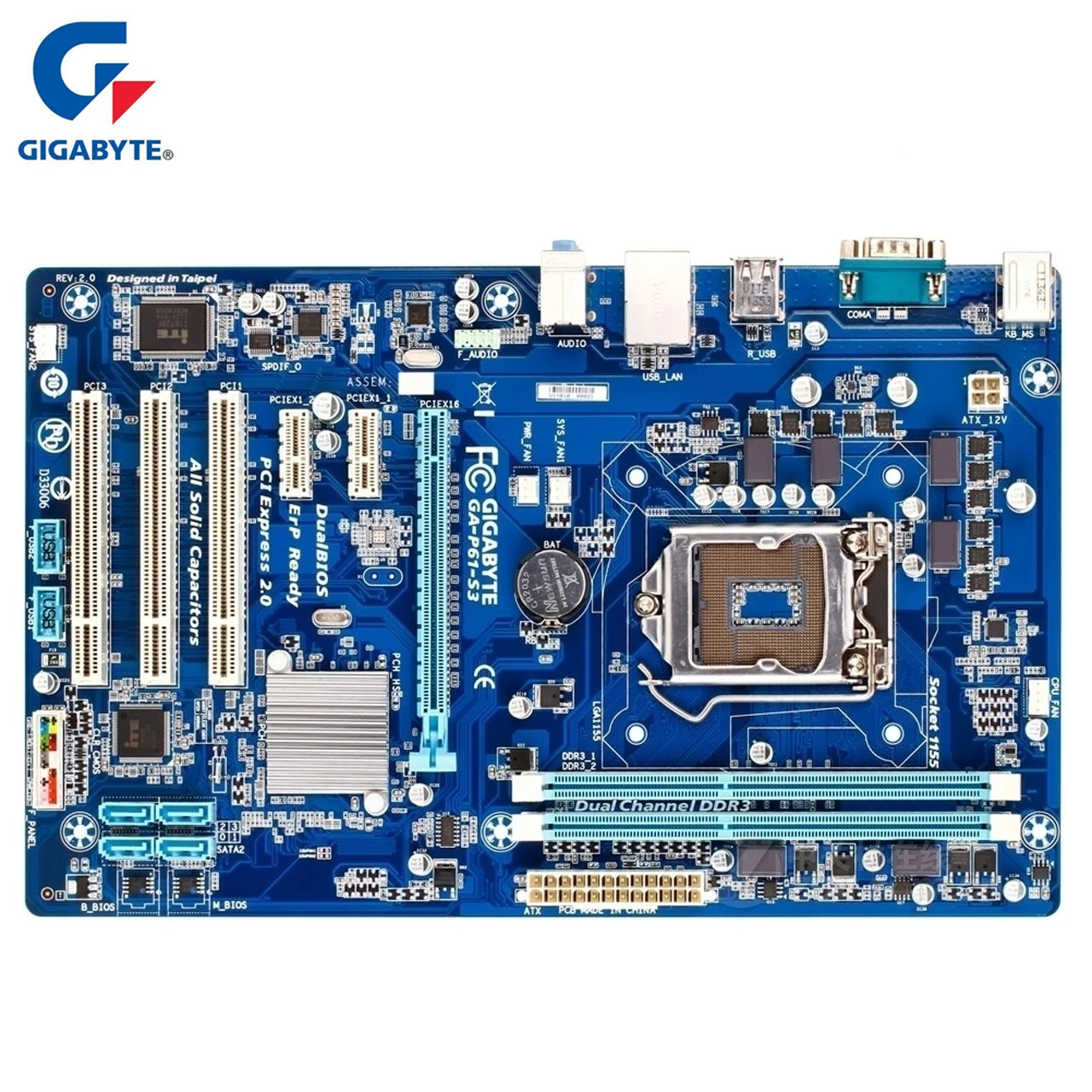Gigabyte GA P61 S3 материнская плата LGA1155 DDR3 USB2.0 16GB H61 десктопная системная SATA II PCI E 3 0