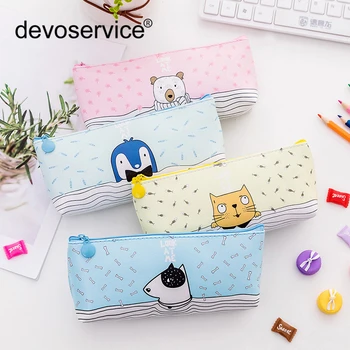 

Cartoon Animals PU Pencil Bag Multifunctional Zipper Pencil Case Student Stationery Stylo Sacs De Crayon Fournitures Scolaire