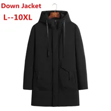 10XL 9XL 8XL длинная теплая зимняя куртка на утином пуху для мужчин, парка с меховым воротником, пальто с капюшоном размера плюс, пальто в западном стиле