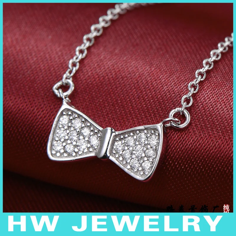

bow necklace, bowknot sterling silver 925 necklace, charm necklace, hotsale design.
