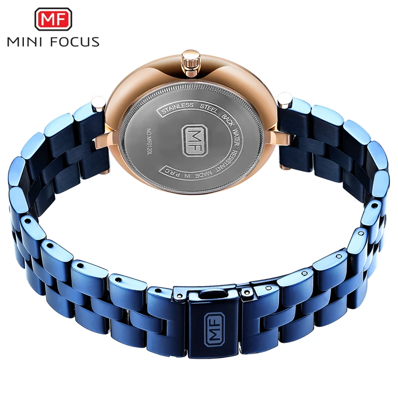 Женские/Женские часы MINI FOCUS Reloj роскошные брендовые наручные с синим/золотым