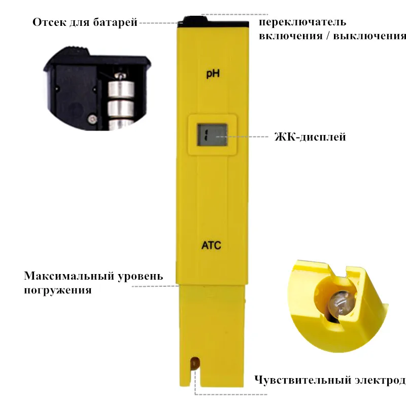 Карманный Тип ручки рН-метр анализатор Портативный ЖК-цифровой рН-тестер Скидка 40