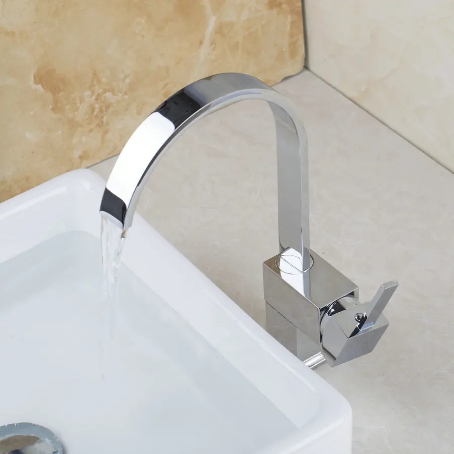 Кухонный смеситель с крышкой хромированный латунный кран для воды поворотный
