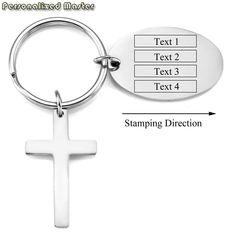 Индивидуальное выгравированное имя Овальный и брелок в виде Креста из нержавеющей стали пара брелоков лучший подарок для влюбленных друзей