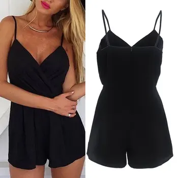 

Women V-Neck Rompers Sexy Club Solid Elegant Bodycon Jumpsuit Playsuit Romper