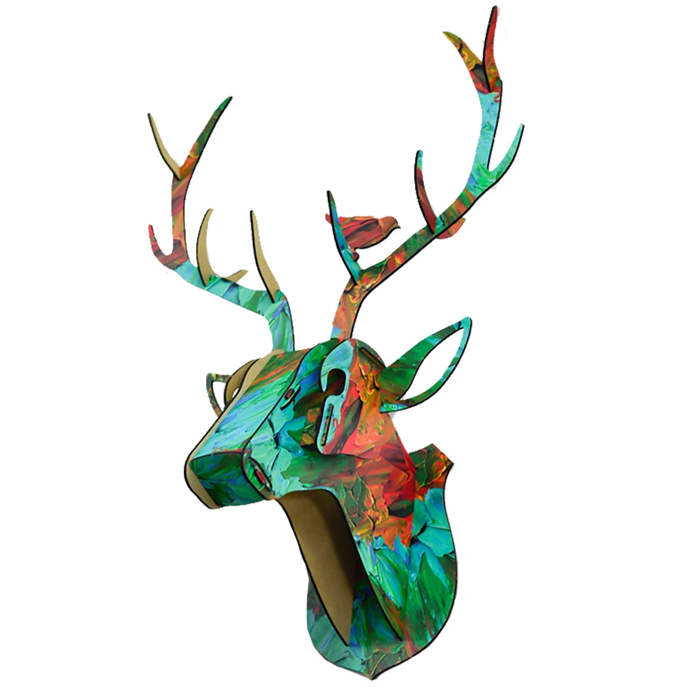 Animal Reindeer Head Wooden Wall Hanging For Living Room Bedroom Home Decor Wood Crafts MDF Hanging Decorations in small size Animal Reindeer Head Wooden Wall Hanging For Living Room Bedroom Home Decor Wood Crafts MDF Hanging Decorations in small size
