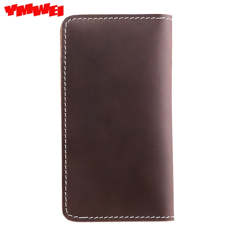 

100% waxing cowhide wallet for men Long designer drew-string wallet holder men leather genuine purse free shipping