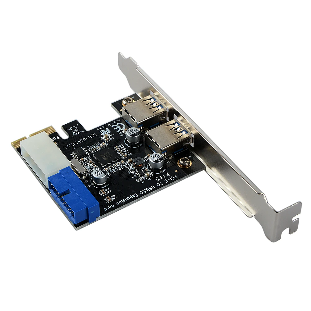 USB 3,0 PCI-E карты расширения внешний адаптер 2 Порты и разъёмы USB3.0 концентратора внутренний 19pin заголовок PCI-E карты 4pin IDE Мощность разъем