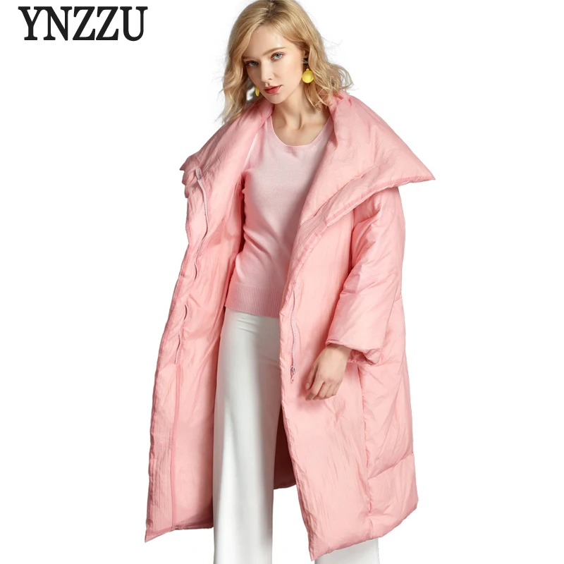 High Quality 2018 Winter Down Jackets Women Elegant Solid Long Loose 90% White Duck Down Coats Plus Size Female Overcoat AO674