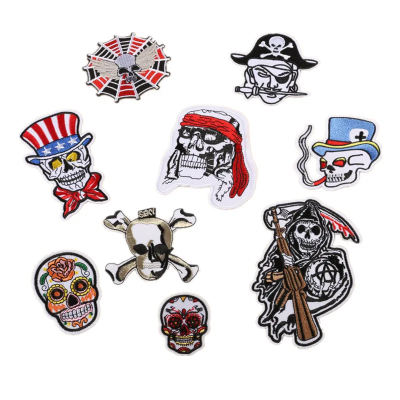 

Skull Patch Tactical Vikings Patches Iron Patches for Clothing Military Biker Patches Embroiderd Applique Embroidery Stickers