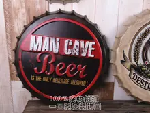 New arrival 3D effect tin sign “MAN CAVE” Vintage Metal Painting Beer cap Bar Wallpaper Decor Retro Mural Poster Craft 35x35CM