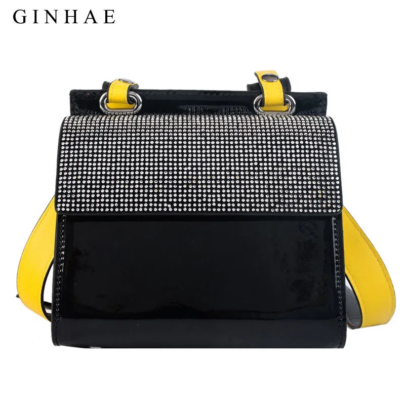 

Diamonds Patent Leather Women Messenger Bag 2019 Female Fashion Brand Shoulder Bags Small Crossbody Bags Panelled Bolsa Feminina