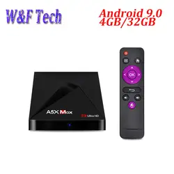 5 шт Android 9,0 ТВ коробка A5X MAX 4 GB 32 GB RK3328 4 ядра 4 k H.265 Декодер каналов кабельного телевидения 2,4G WI-FI медиаплеер PK H96 MAX X2