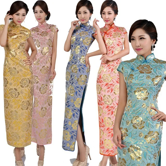 Высокая мода Небесно-голубой китайский леди парча Длинные Cheongsam Qipao Socialite Robe De Soiree размер S M L XL XXL QS14
