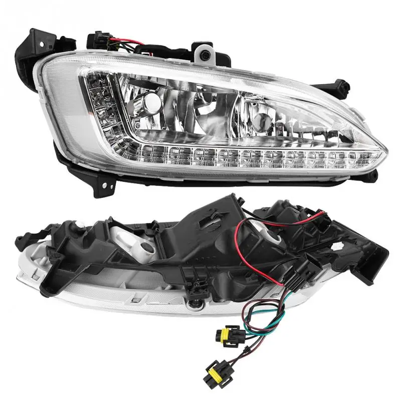 1 пара 12 V Автомобильные фары дневного света DRL Противотуманные фары Крышка для hyundai Santa Fe/IX45 2013- высокое качество