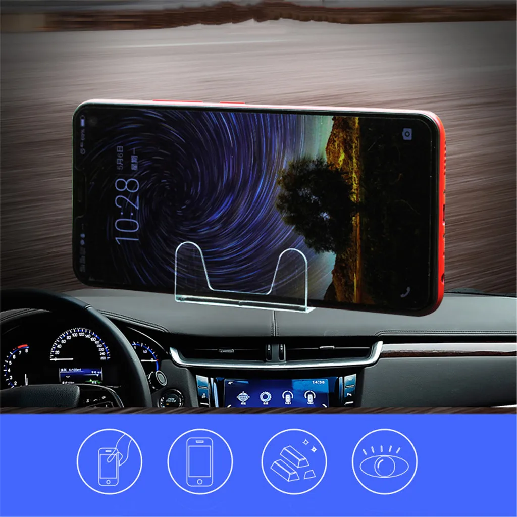 

Universal Center Console Car Phone Holder Mini Transparent Invisible Bracket For iphone X XS MAX For huawei For samsung S9 #601