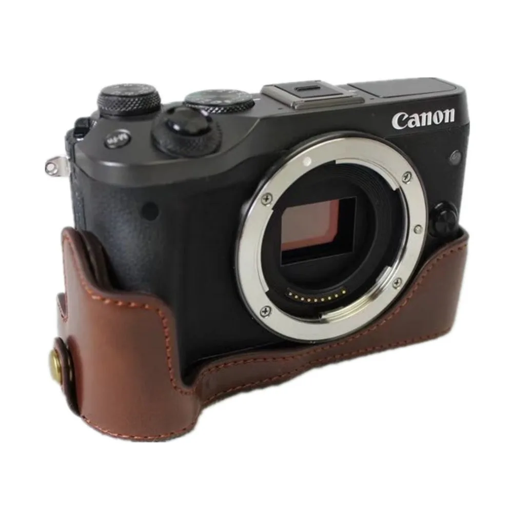 PU Leather Camera Bottom Grip Case Half Opening Cover 1/4" For Canon
