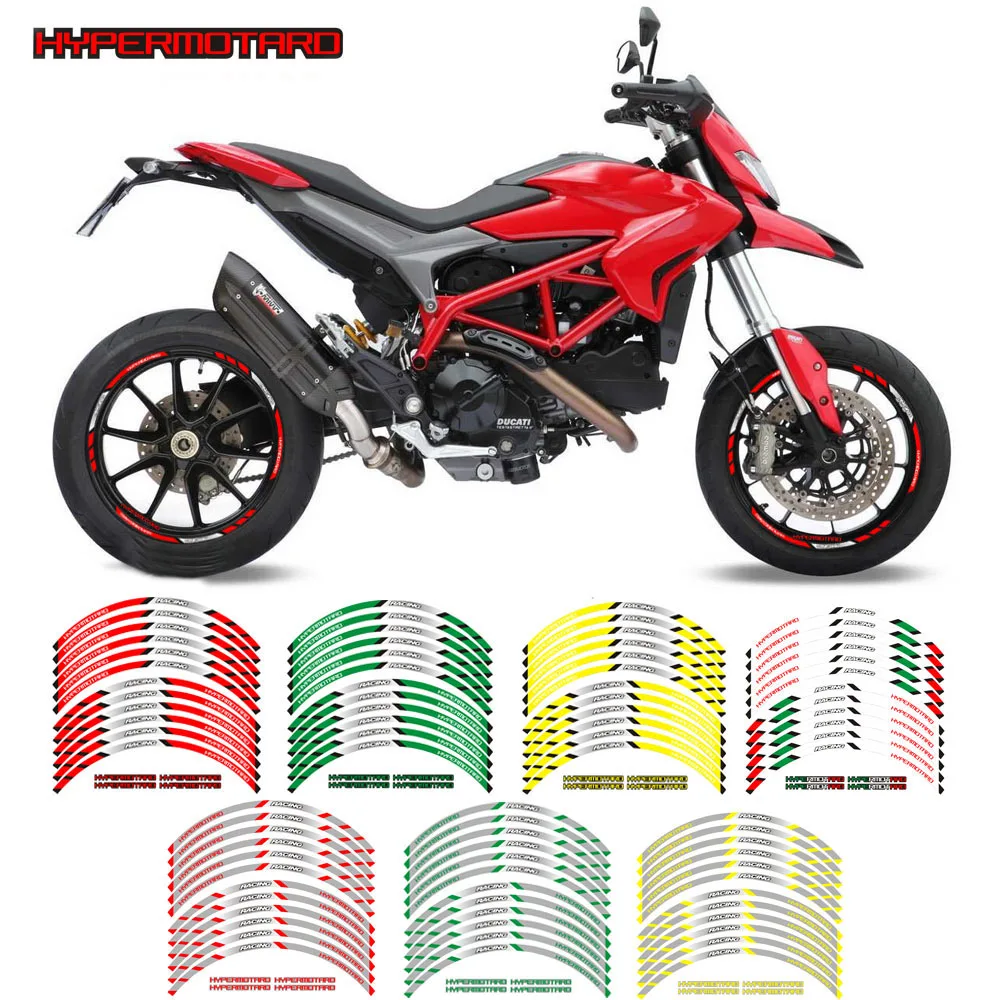 

Hot sell New 12Pcs Thick Edge Outer Rim Sticker Stripe Wheel Decals For DUCATI HYPERMOTARD