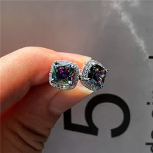 Тайные женские серьги «Радуга», серьги из циркониевого камня, 925 пробы, серебряные ювелирные изделия, винтажные свадебные серьги-гвоздики для женщин