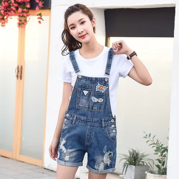 

Summer Ripped Overalls Jeans For Women Denim Short Jumpsuit Jeans Washed Boyfriend Slim Strap Denim Overalls Shorts Jeans Woman