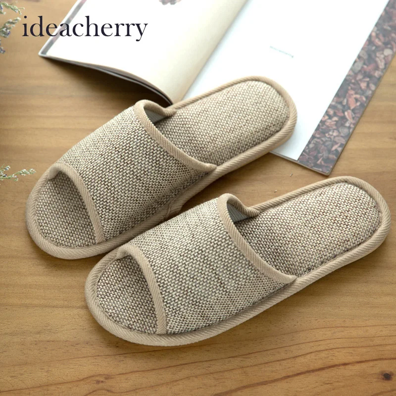 

ideacherry New Spring And Summer Home Wood Flooring Non-Slip Slippers Tendon  Natural Flax Slippers Indoor Home