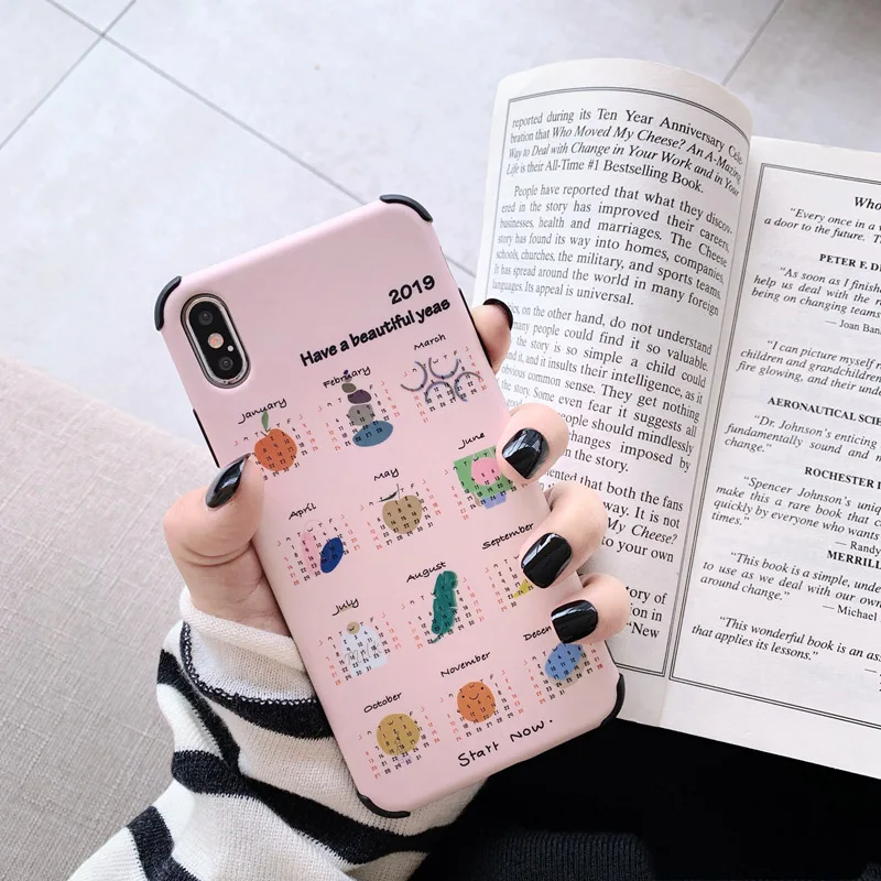 

Funny Cartoon Calendar Phone Cases For iphone XS Max XR X Case Cute Fruit Print For iphone 6 6s 7 8 plus Fashion Soft Cover Capa