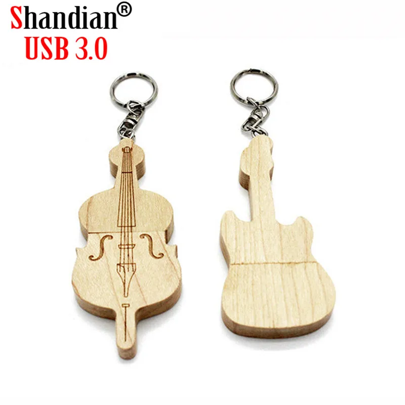 

SHANDIAN USB 3.0 Customer LOGO New Popular Mini Wooden Guitar USB flash drive Genuine pendrive 4GB 16GB 32GB 64GB Memory Stick
